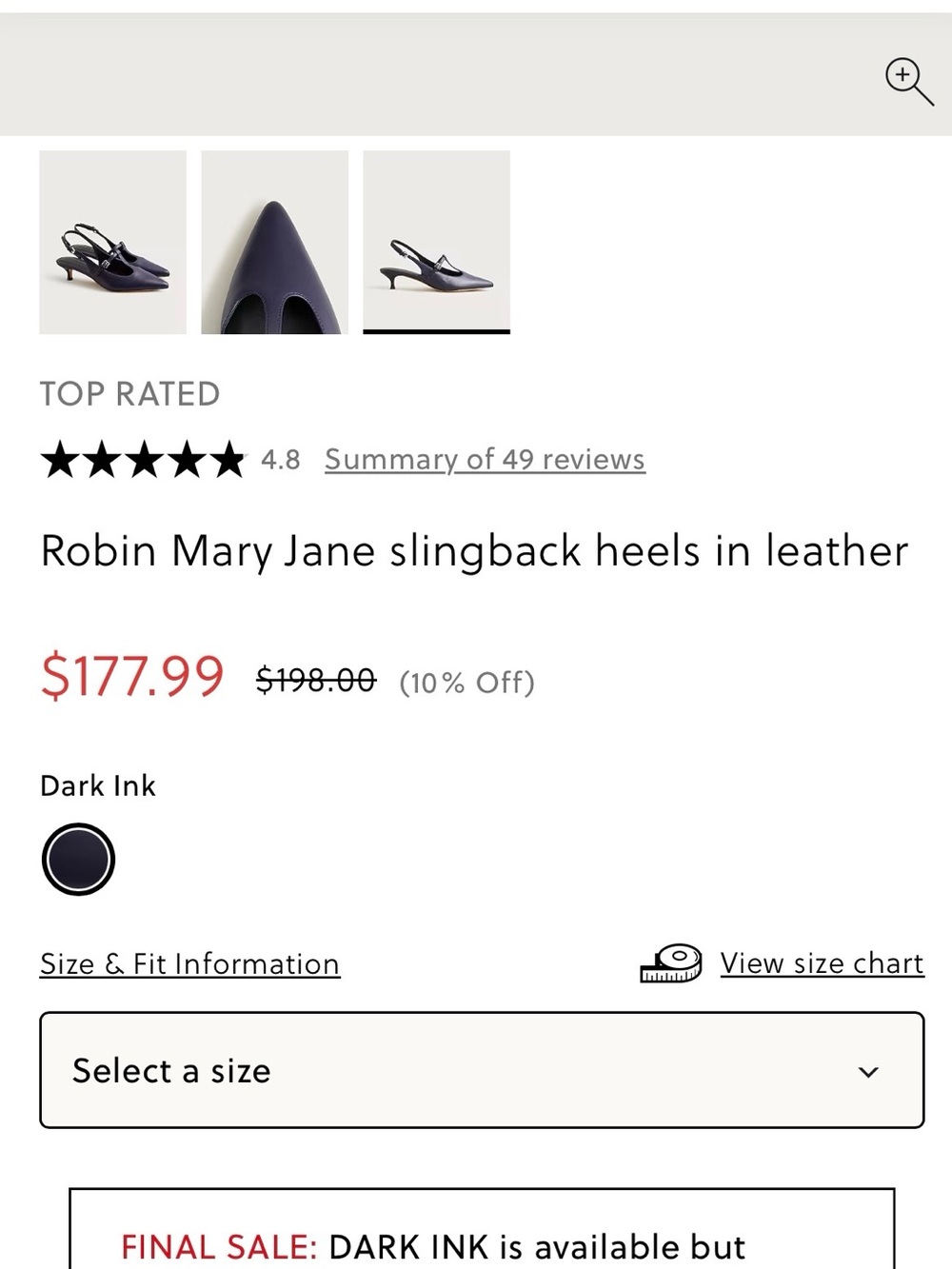 J. Crew Robin Mary Jane Slingback Heels in Dark Ink (Navy)